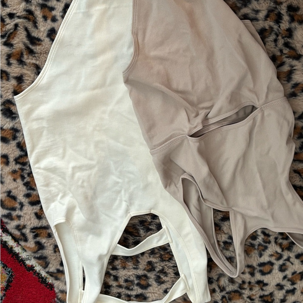 Anthropologie Cream Ribbed bodysuit. 2 for one